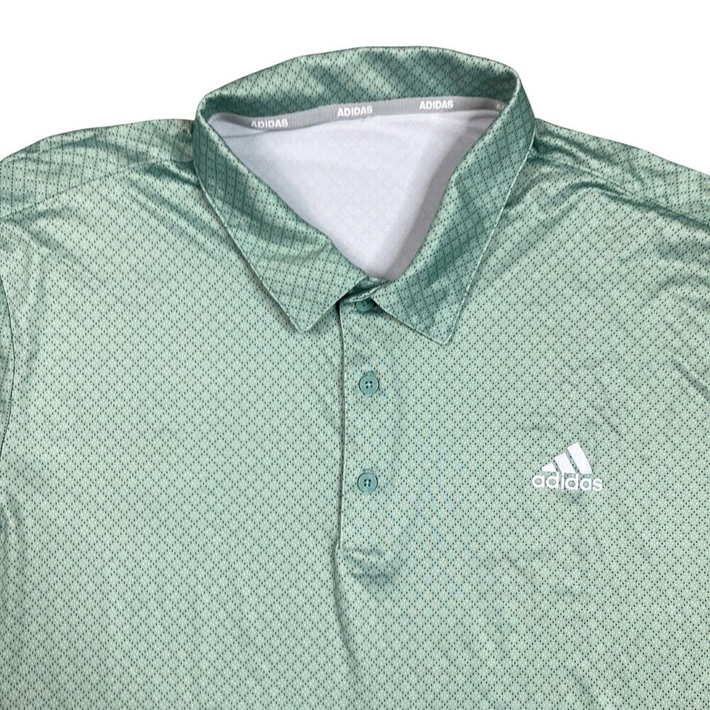 Adidas Performance  Golf Polo Shirt Mens XL Green Geometric Stretch Activewear